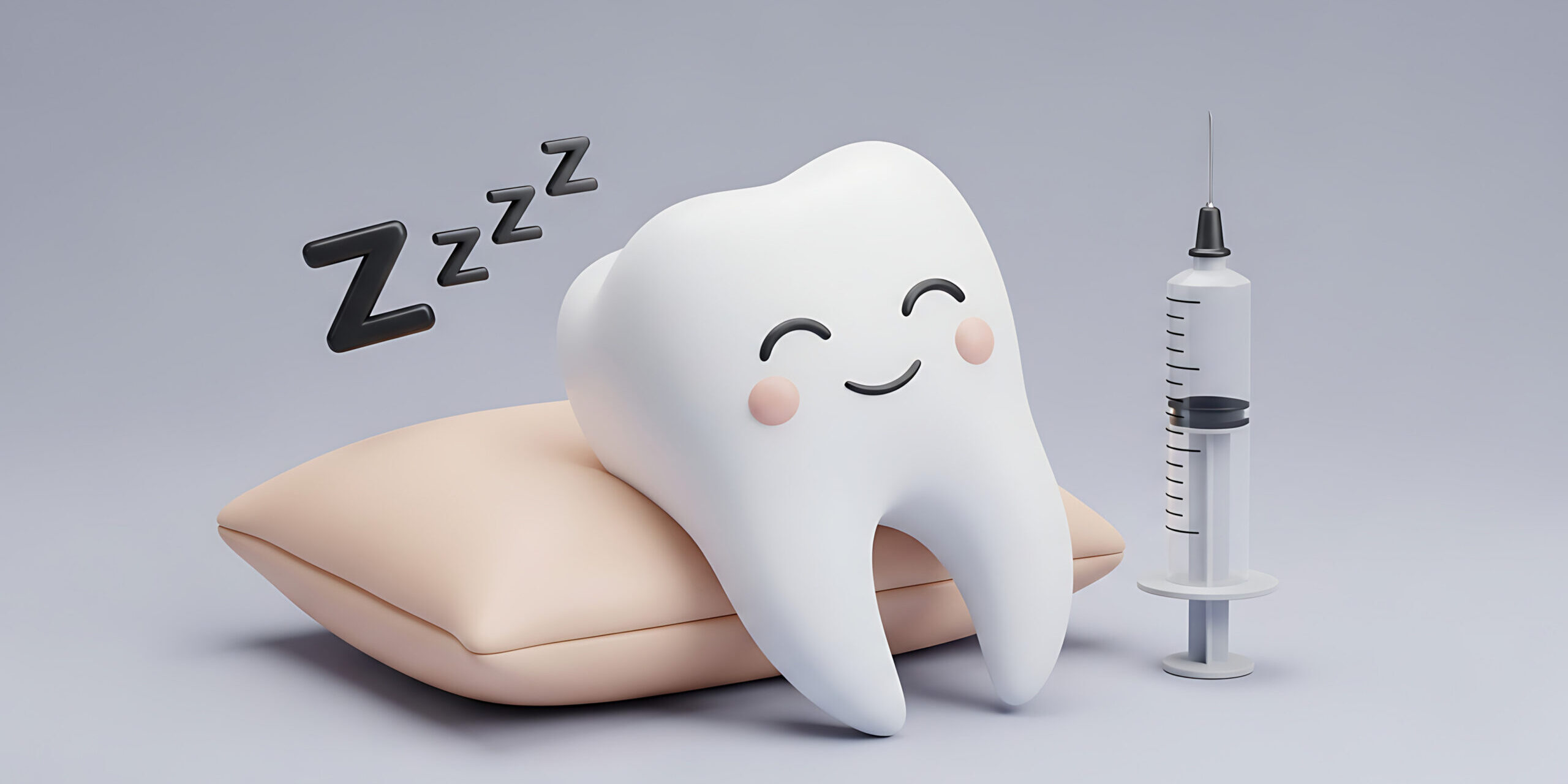Sleeping tooth with syringe, 3D dental concept